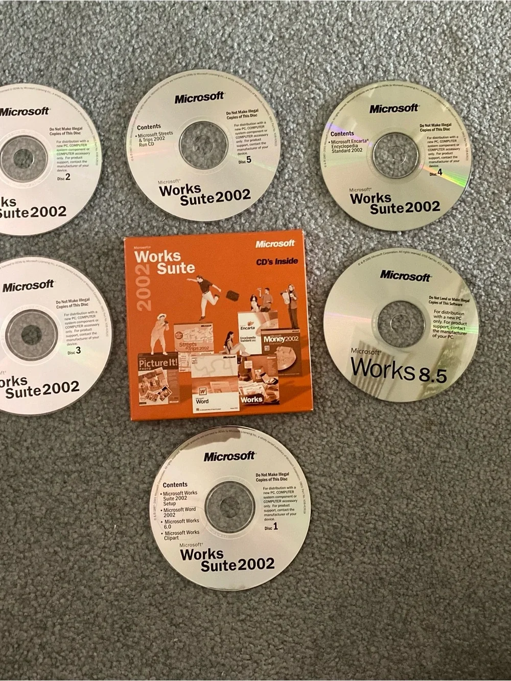 Microsoft Works Suite 2002 Software Discs with Orange Box